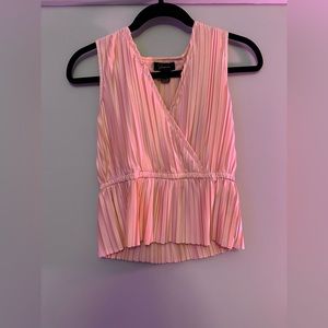 Peated Pink Blouse with Wrap Detail, Size M